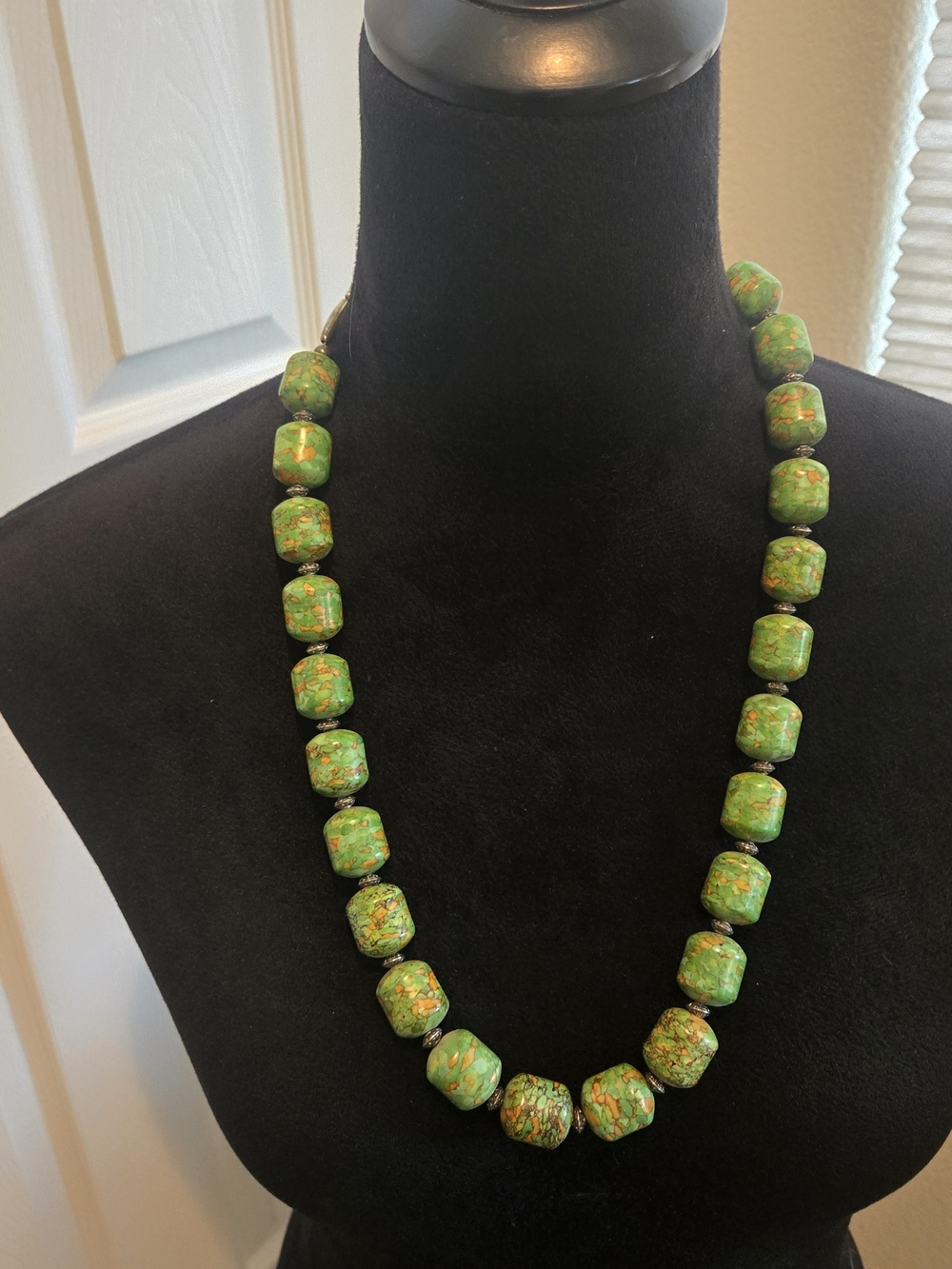 Turquoise  / Silver 24"  Substancial Necklace